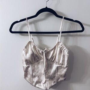 L.A. Hearts White Floral Corset Top Size Extra Small